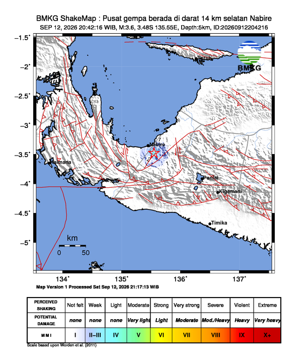 ShakeMap Gempa